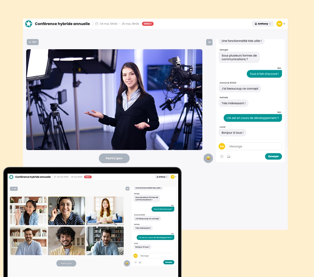 Fonctionnalité : Visio Écrans de la fonctionnalité Visio de l'App Wisembly