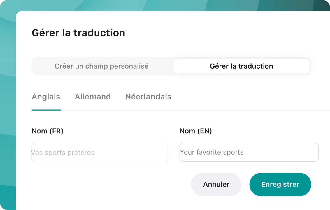 Interface Wisembly - Evénement Multilingue - Agnlais Francais